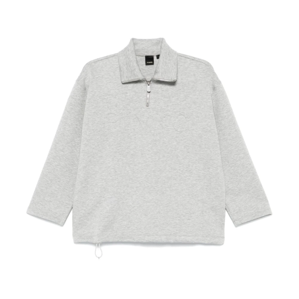 Pinko Grijze V-hals gebreide trui met rits Gray Dames