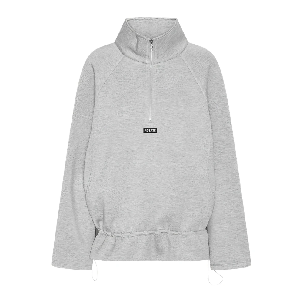Rotate Birger Christensen Gray Sweatshirts, Female, S, Scuba Half Zip Jacket