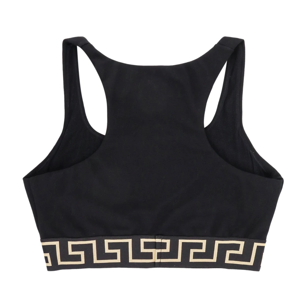 Versace Mouwloze Crop Top met La Greca Black Dames