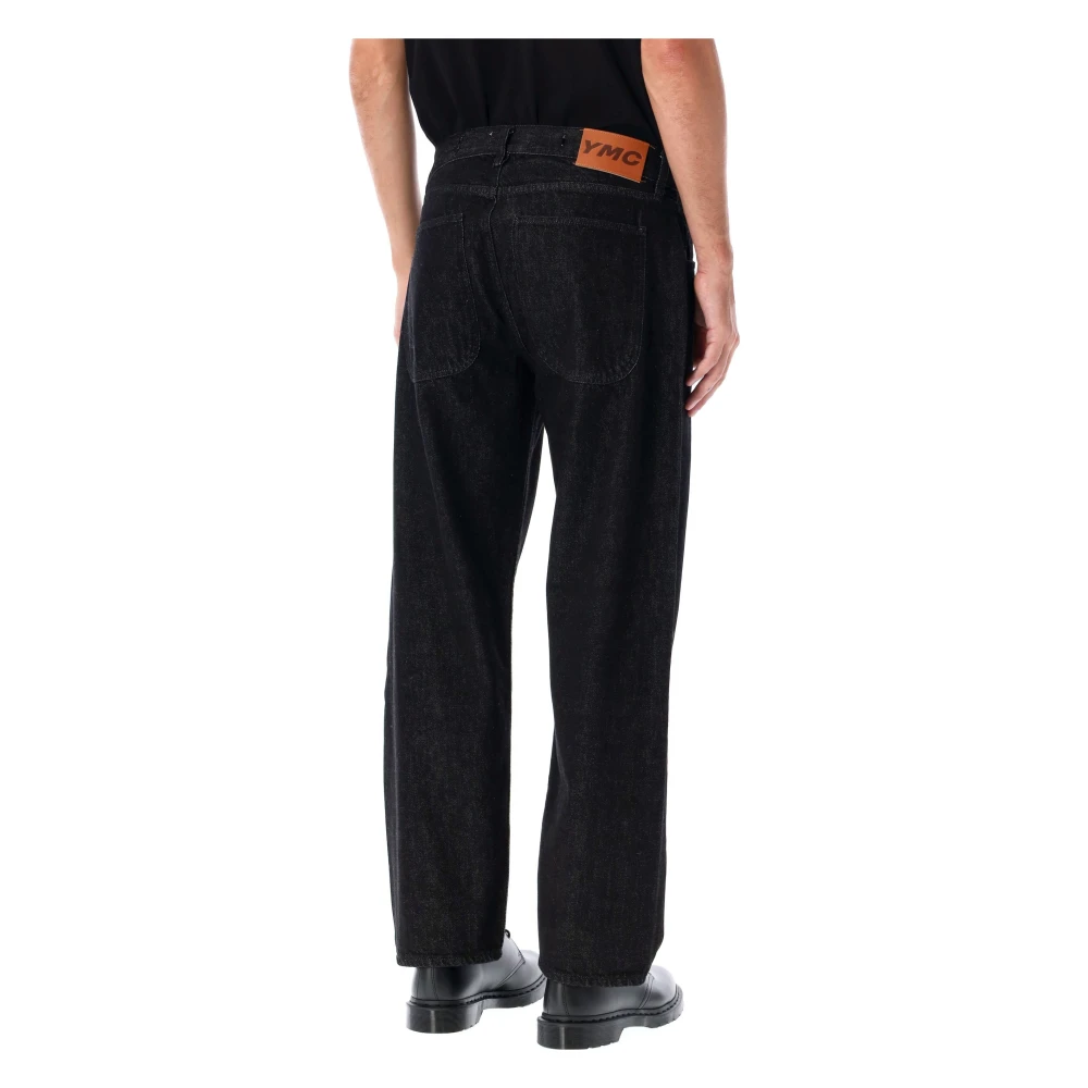 YMC You Must Create Zwarte Wide-Leg Denim Jeans Aw24 Black Heren