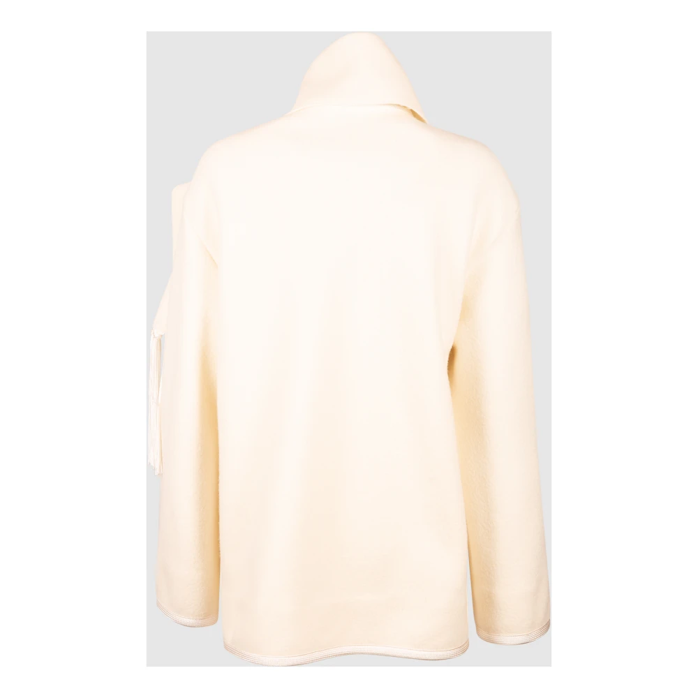 Forte Wollen Jas met Afneembare Sjaal White Dames