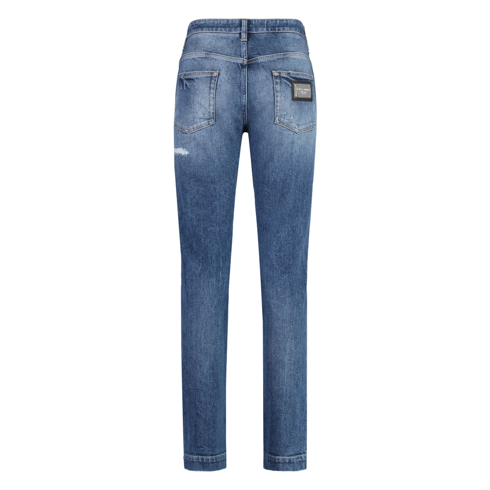 Dolce & Gabbana Stretch katoenen jeans met distressed details Blue Dames