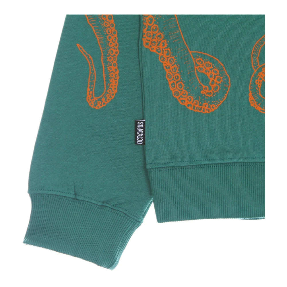Octopus Groene Zip Hoodie met Tentakel Print Green Heren