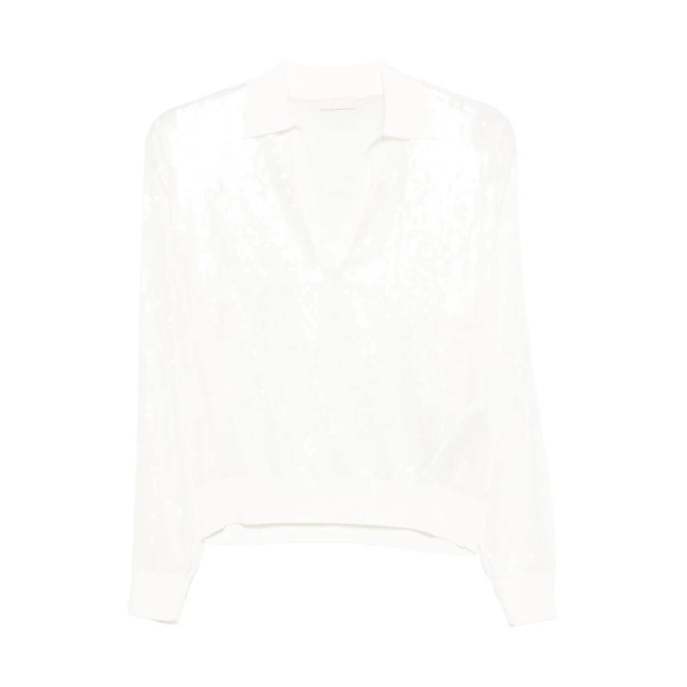 Liu Jo Vrouw Wit Truien & Vesten Dames, L, Pailletten, Wa 6218Ma 68R V-Hals Trui