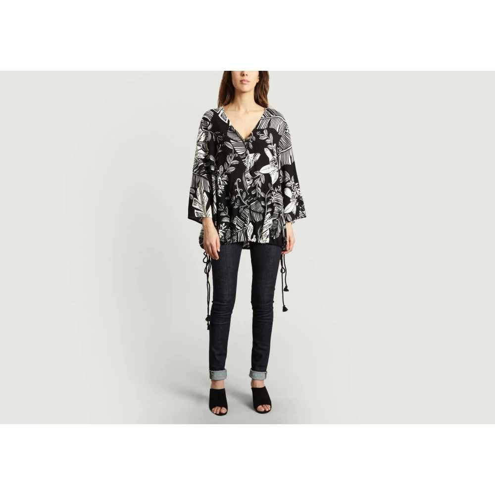 See by Chloé Jungle Bedrukte V-Hals Blouse Black Dames