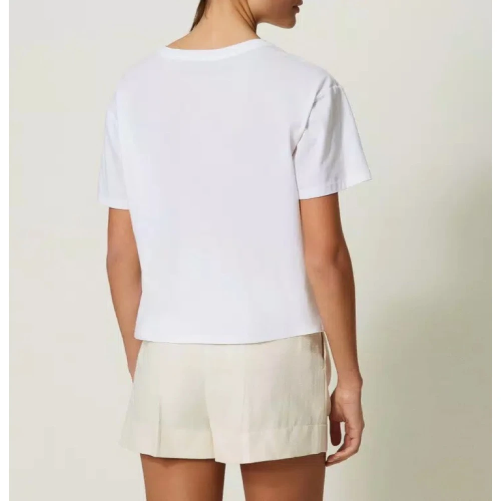 Twinset T-shirt met ketting- en ovaalprint White Dames
