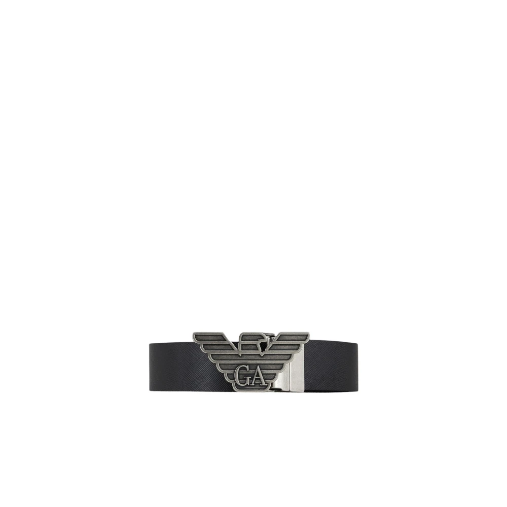 Emporio Armani Men's Black Belts, One Size, Reversible Leather Belt