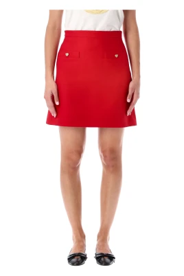 Hjärtknapp Mini Kjol Ull Silk