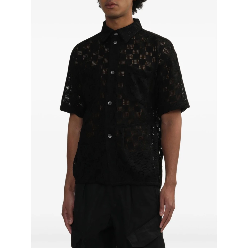 Andersson Bell Zwarte Knoopsluiting Korte Mouw Overhemd Black Heren
