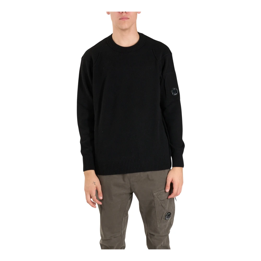 C.P. Company Wollen Trui met Ribdetails Black Heren