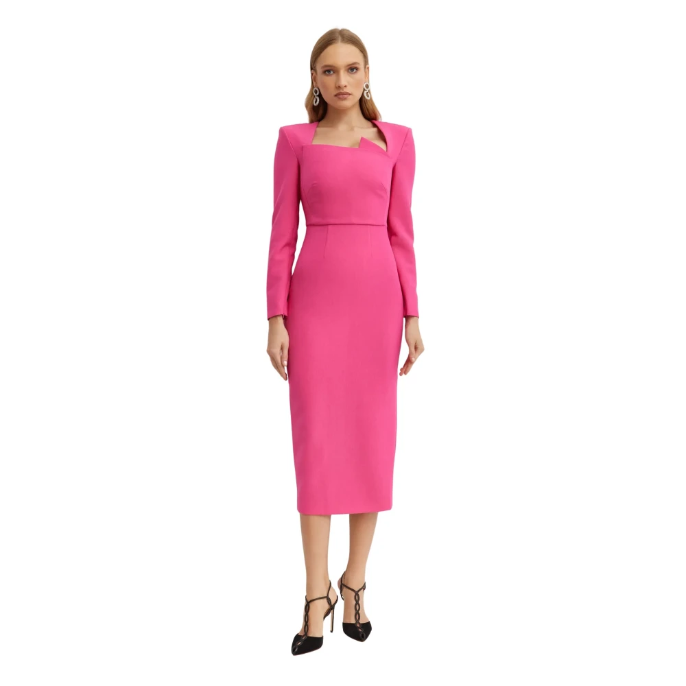 Roland Mouret Asymmetrical Midi Dress - Female - Midi Dresses - Pink - S - Dresses