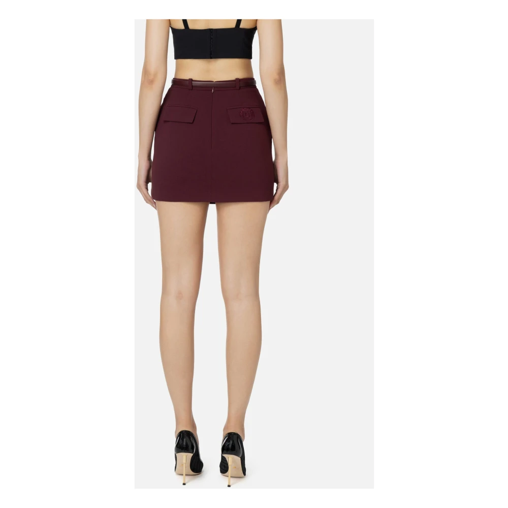Elisabetta Franchi Crepé Minirok met Borduurwerk Red Dames