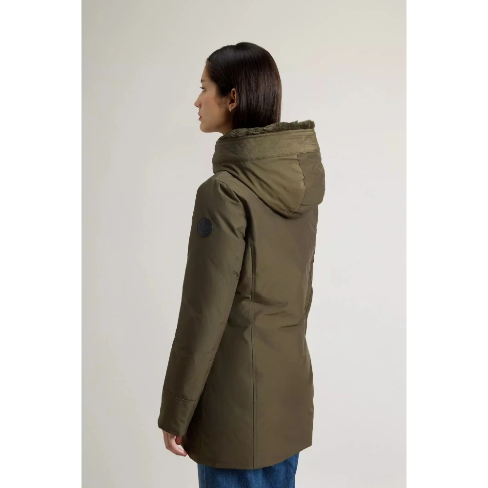 Woolrich Groene Parka Jas met Bont Capuchon Green Dames