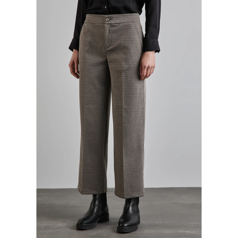 Street One Geruite Wide Leg Broek Brown Dames