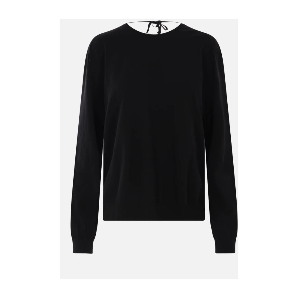 Aspesi Zwarte katoenen trui met ronde hals Black Dames