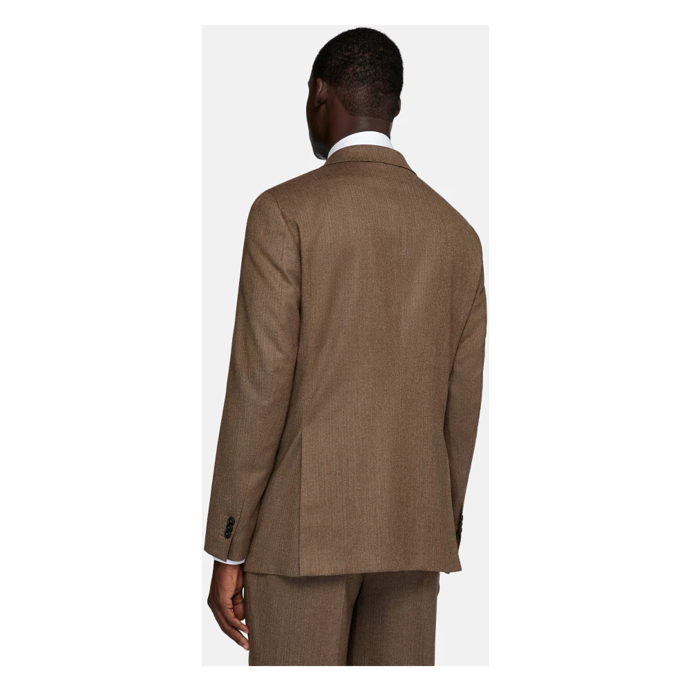 Boggi Milano Herenkostuum met keperbinding en dubbelrijdige knoopsluiting Brown Heren