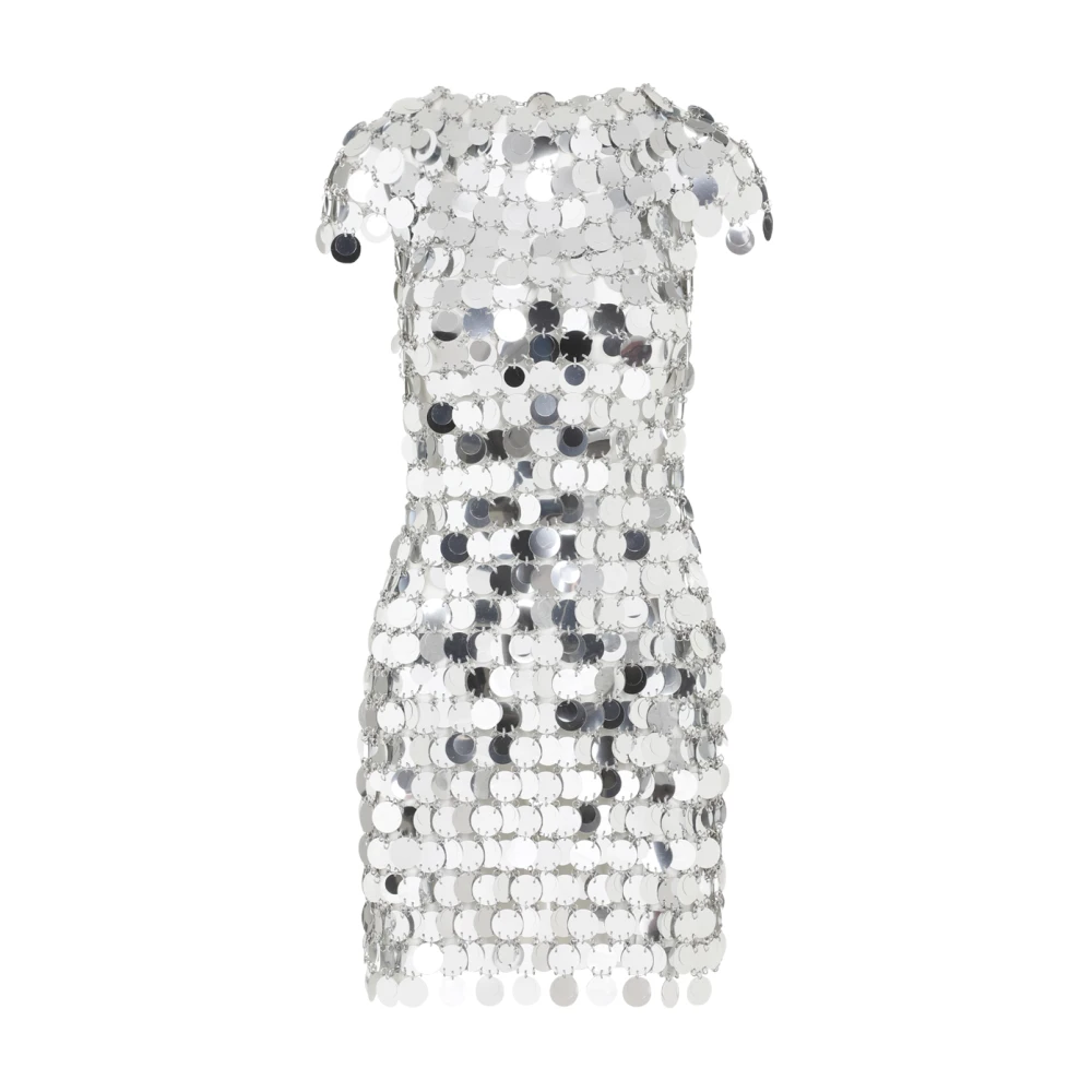 Paco Rabanne Metallic Zilveren Paillettenjurk Gray Dames