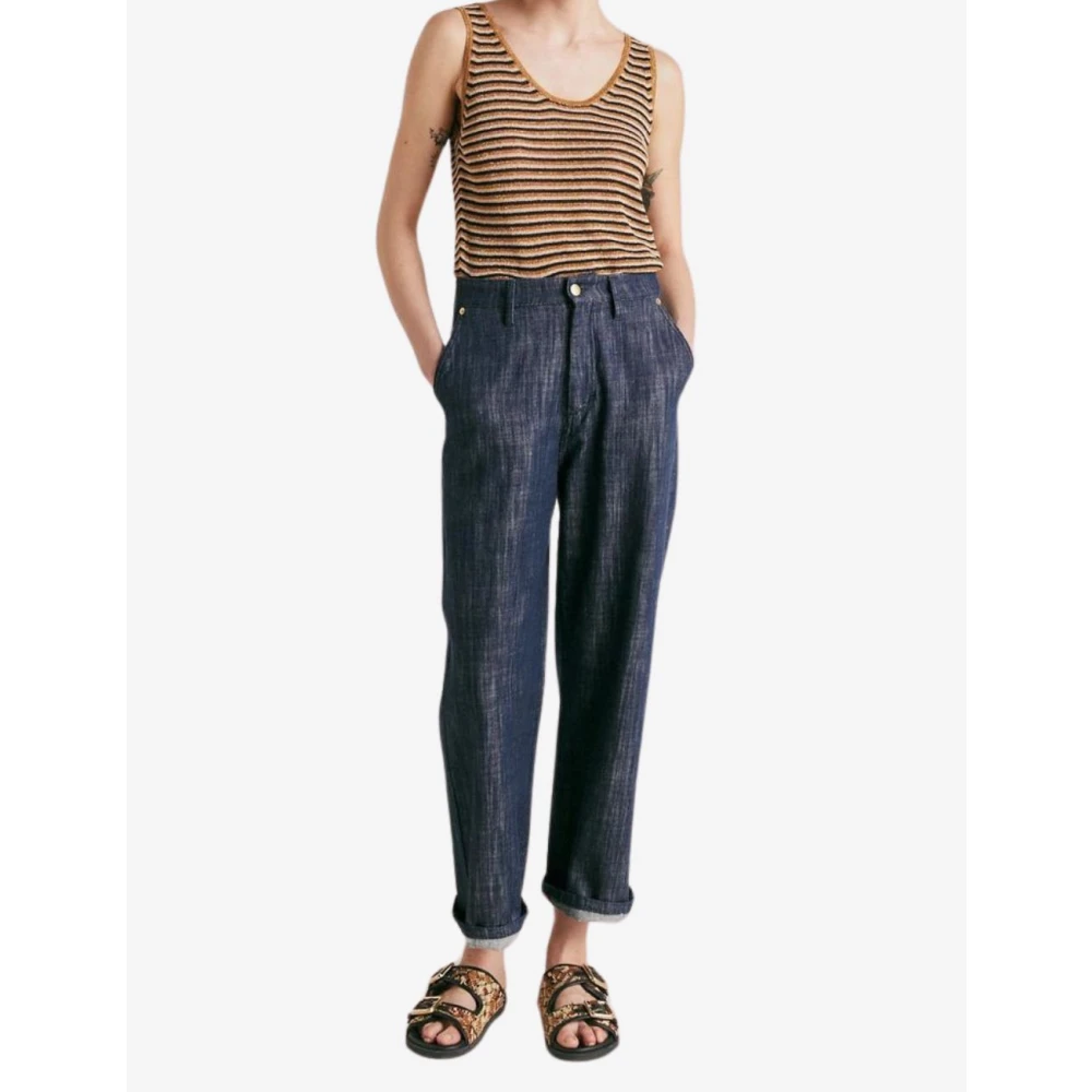 Momoni Baggy Jeans in Denim Kleur Blue Dames