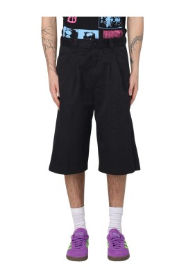 black-pleated-cotton-shorts