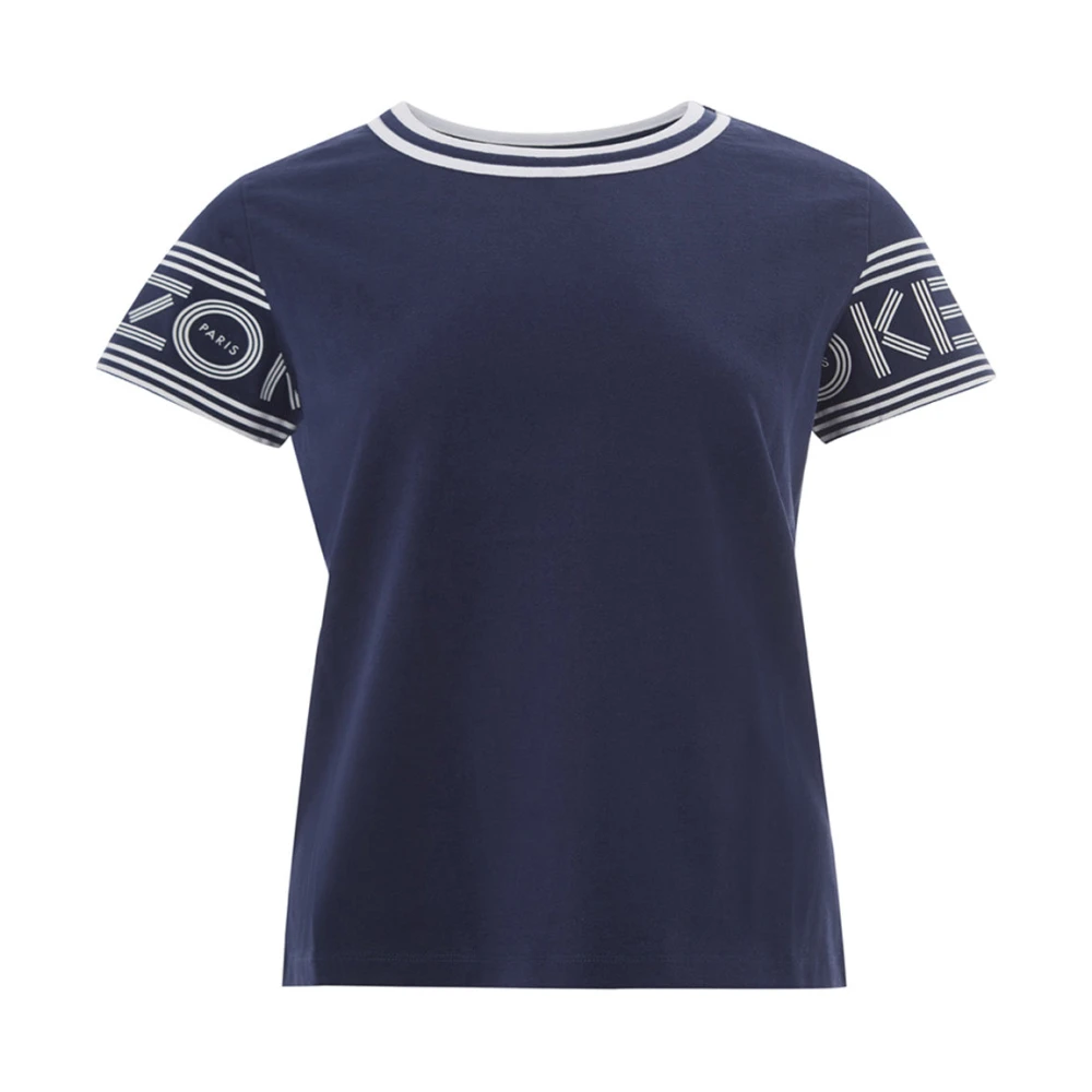 Kenzo Blauw Katoenen T-Shirt met Contrasterend Logo Blue Heren