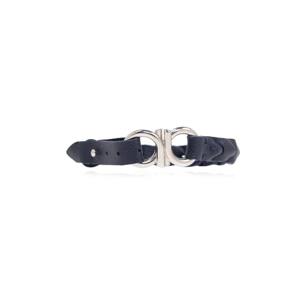 Salvatore Ferragamo Läderarmband Blue, Herr