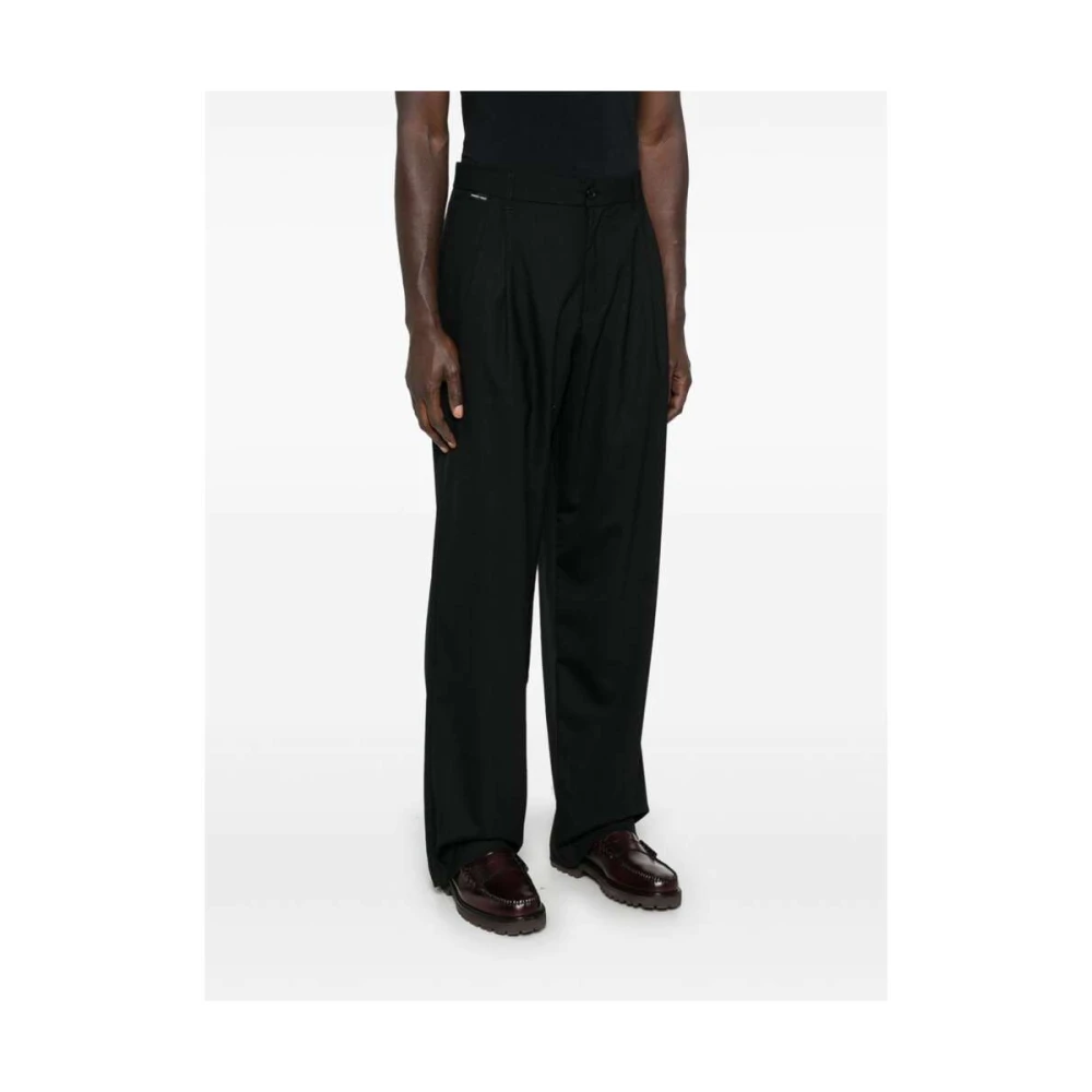 Family First Zwarte Interlock Weave Straight Leg Broek Black Heren