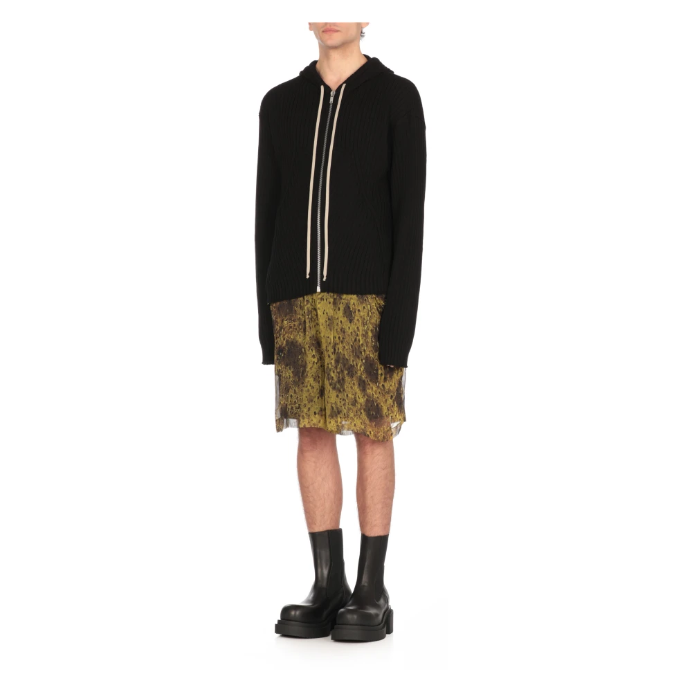 Rick Owens Ribgebreide Hoodie Black Heren