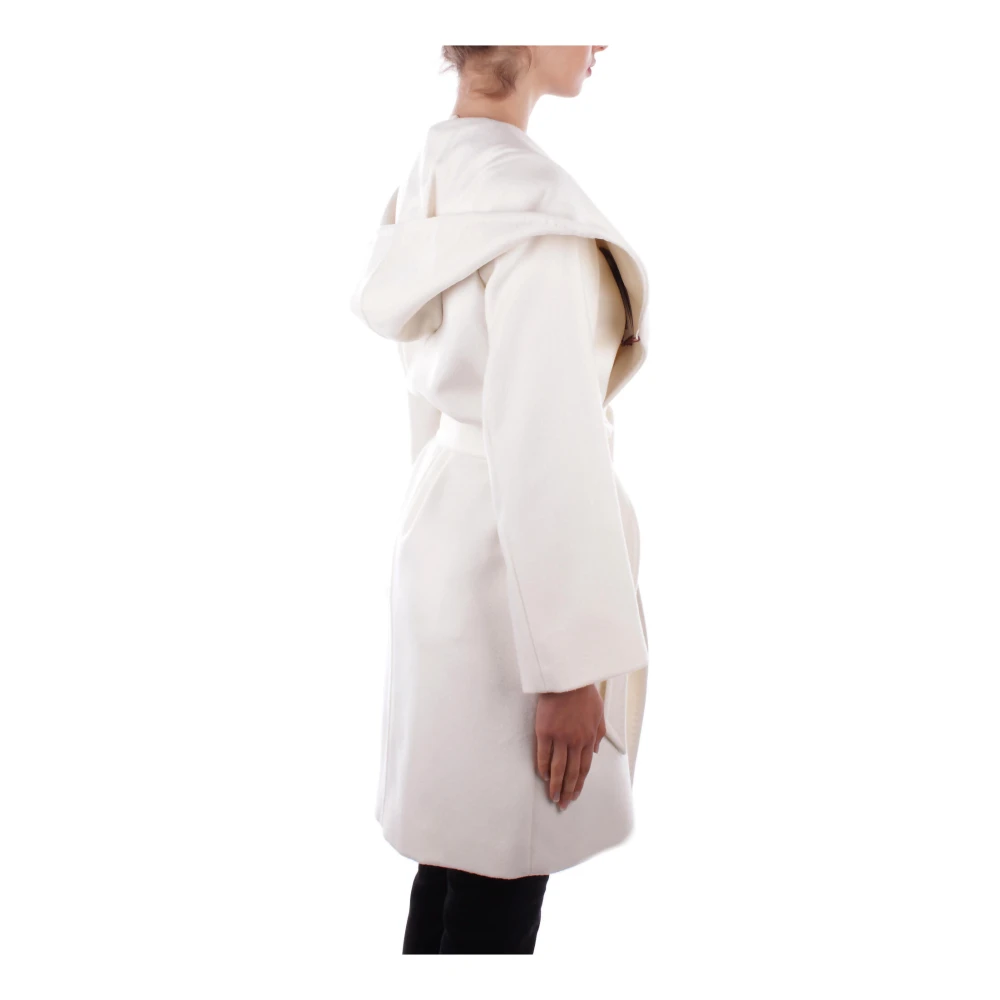 Max Mara Wollen jas met capuchon en zakken White Dames