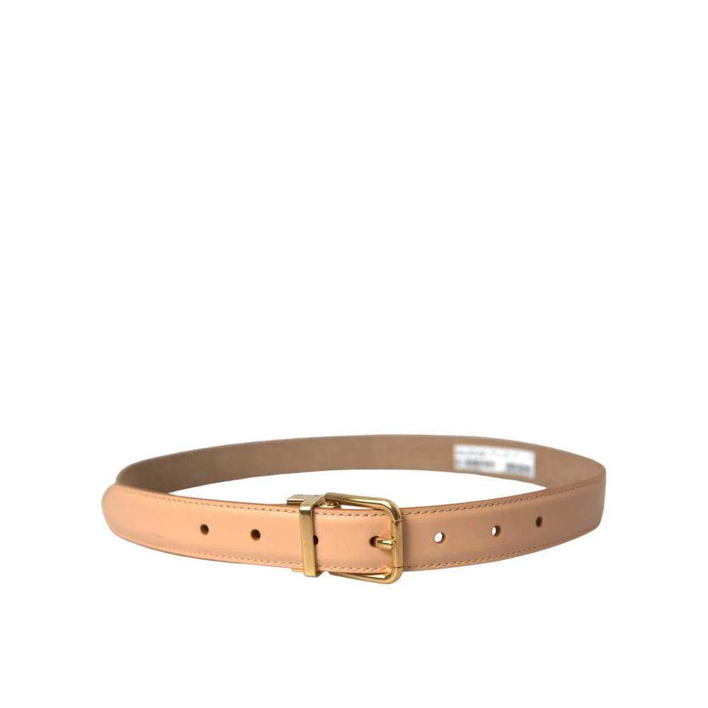 Dolce & Gabbana Beige Leren Metalen Gesp Riem Beige Dames