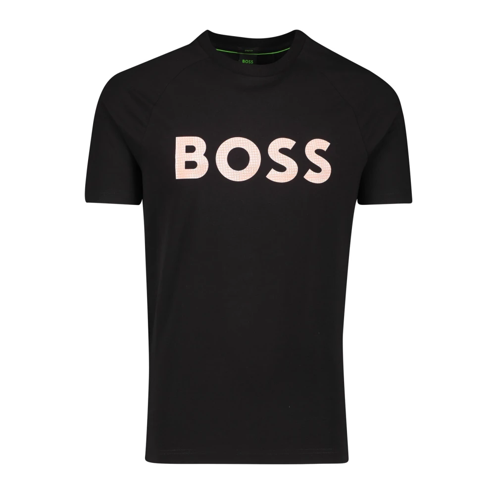 Hugo Boss Zwart Groen T-shirt Ronde Hals Black Heren