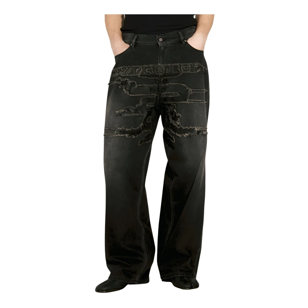 Y/Project Logo Patch Distressed Jeans Black, Herr