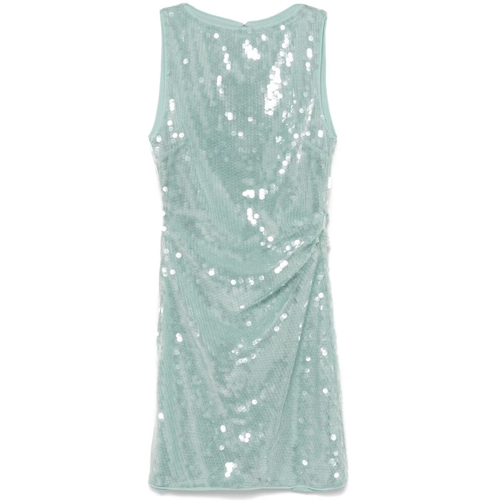 Staud Turquoise Paillet Boothals Jurk Green Dames
