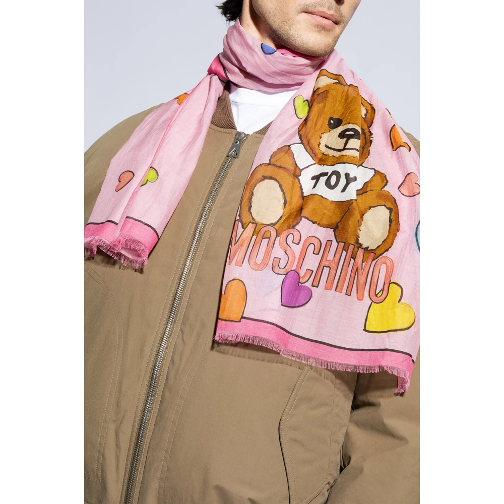 Moschino Bedrukte sjaal Pink Unisex