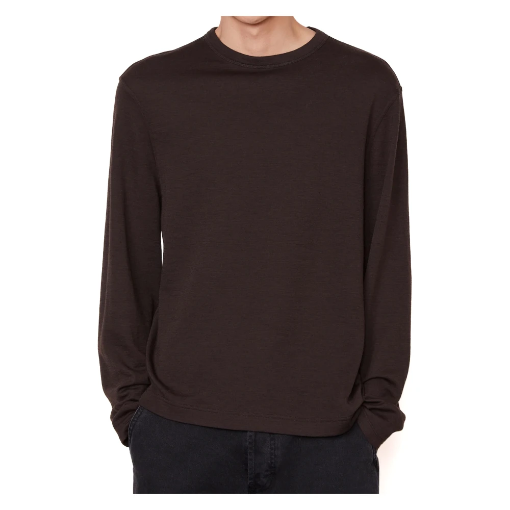 Officine Générale Bruine Longsleeve Ronde hals T-shirt Brown Heren