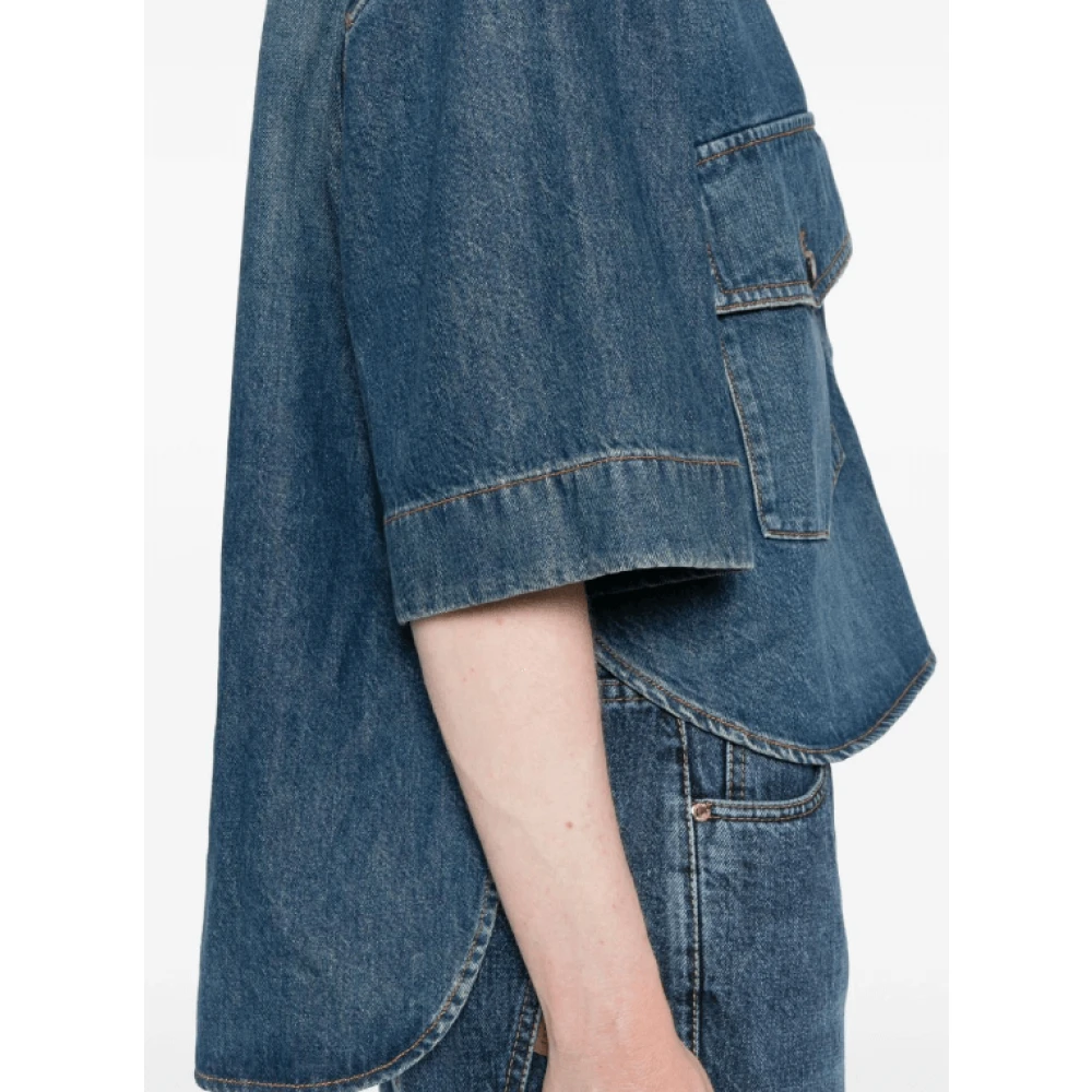 Khaite Blauwe denim overhemd met korte mouwen Blue Dames