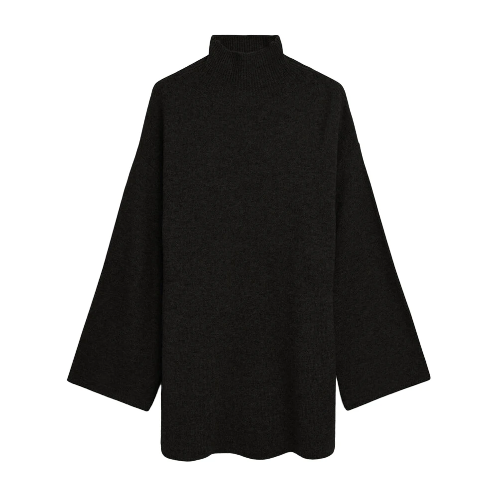 By Malene Birger Zwarte Oversized Coltrui van Wolmix By Herenne Birger Black Dames