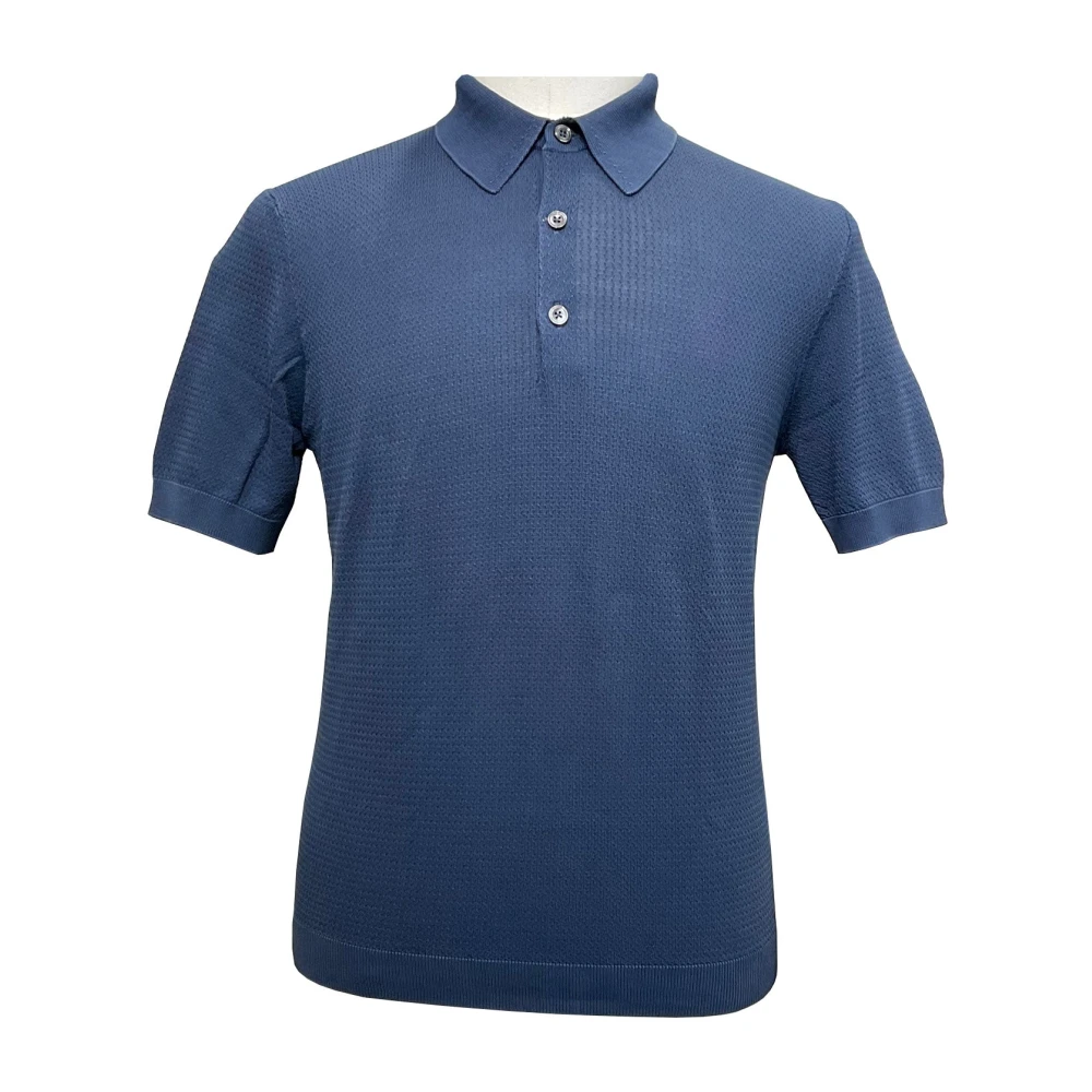 Circolo 1901 Men's Blue Polo Shirts, L, Knitted Polo Shirt With Buttons