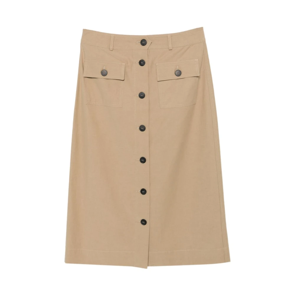 Liu Jo Women's Beige Midi Skirts, S, Buttoned Pocket Midi Skirt