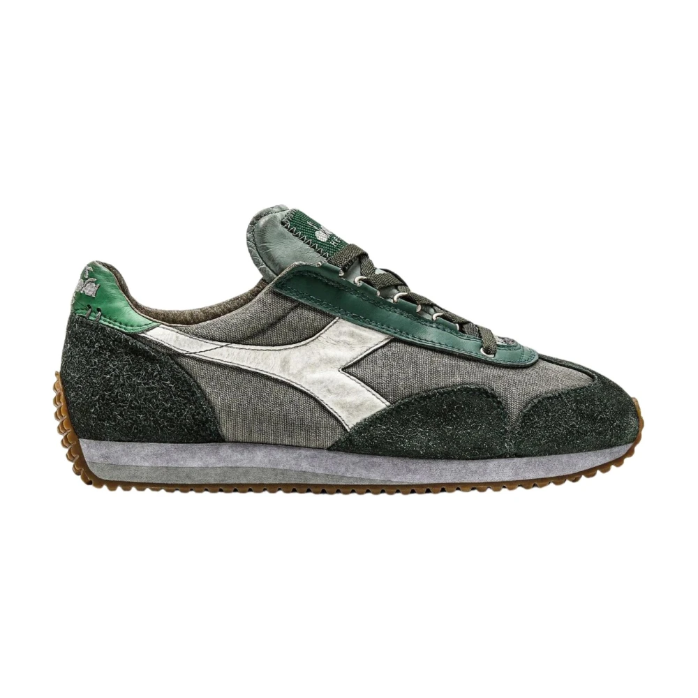 Diadora Men's Green Sneakers, 9 Uk, Stone Wash Trainers Heritage