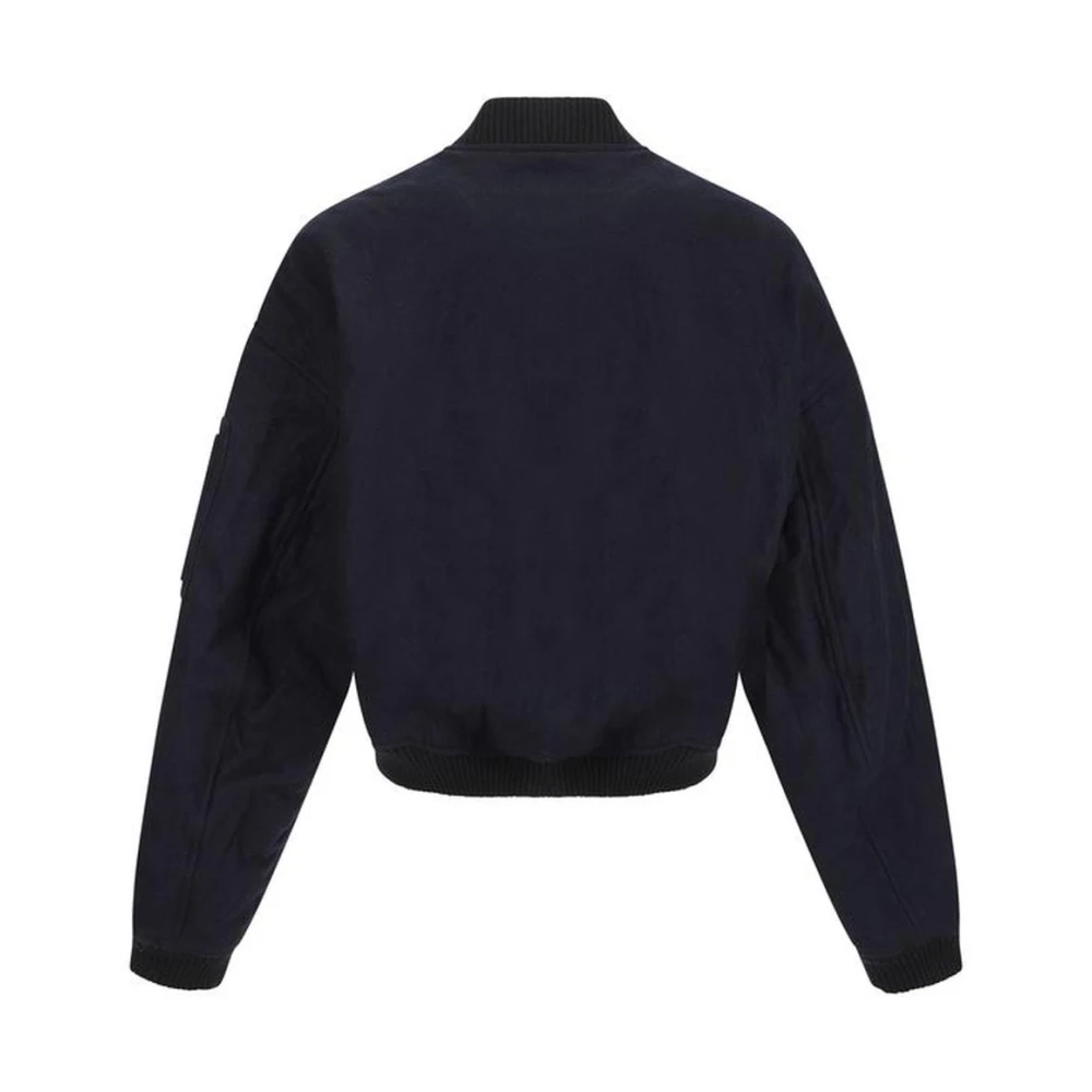 Dsquared2 Monogram Wollen Bomberjack met Geribbelde Kraag Blue Heren