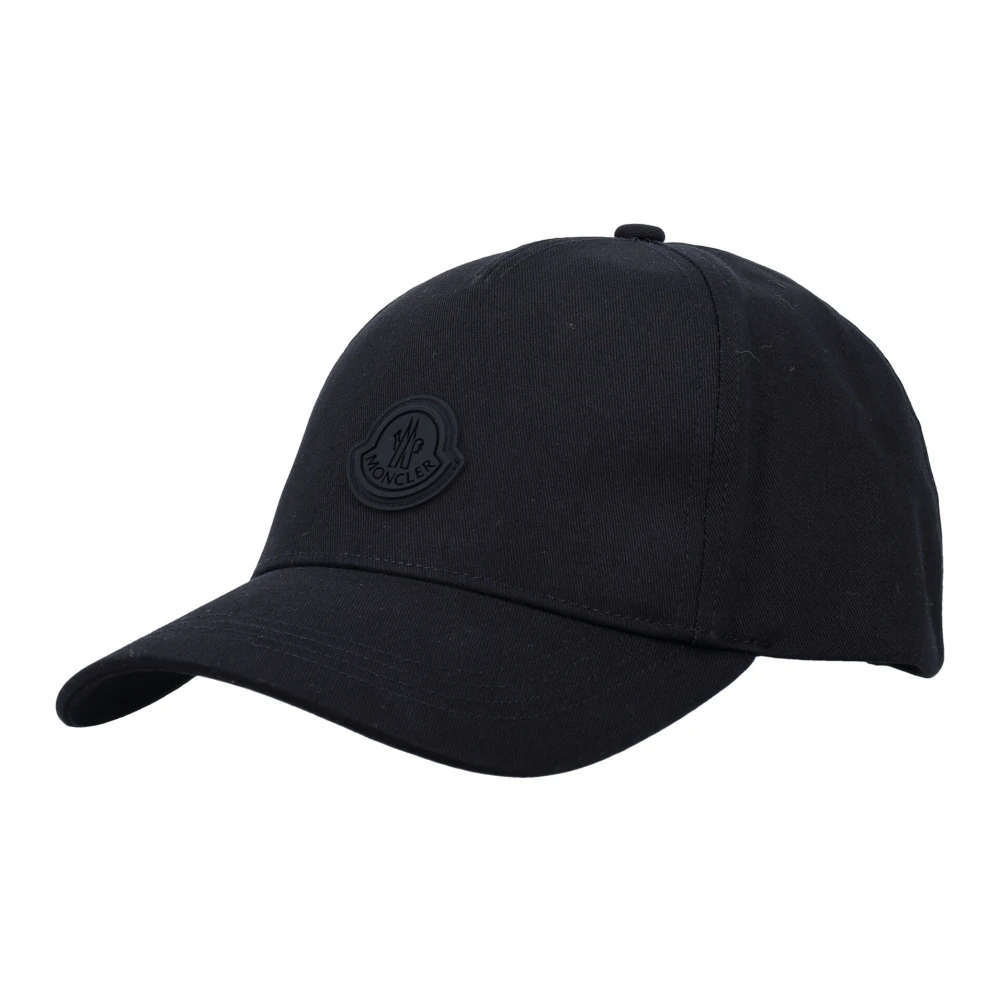 Moncler Zwarte Baseballpet Gebogen Klep Black Heren