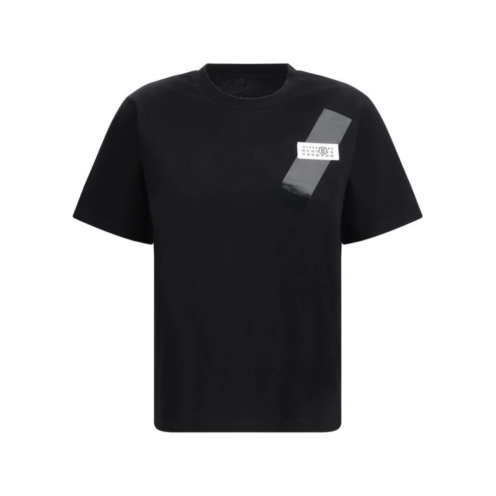 MM6 Maison Margiela T-shirt med logotryck i ribbstickning Black, Dam