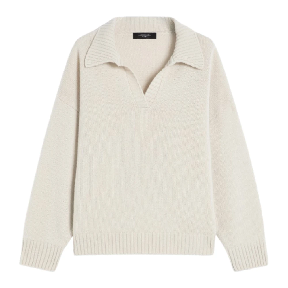 Weekend Max Mara Women's Beige Polo Sweater With V-Neck