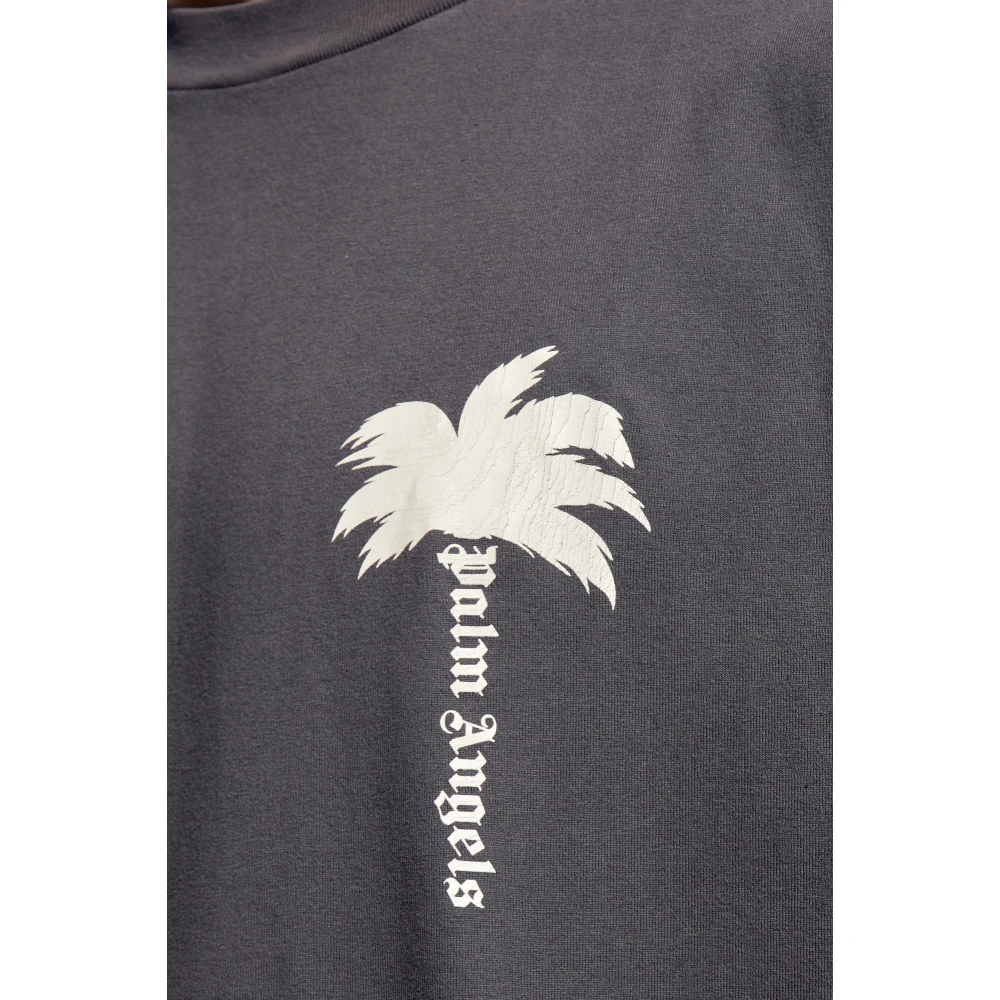 Palm Angels T-shirt met logo Gray Heren