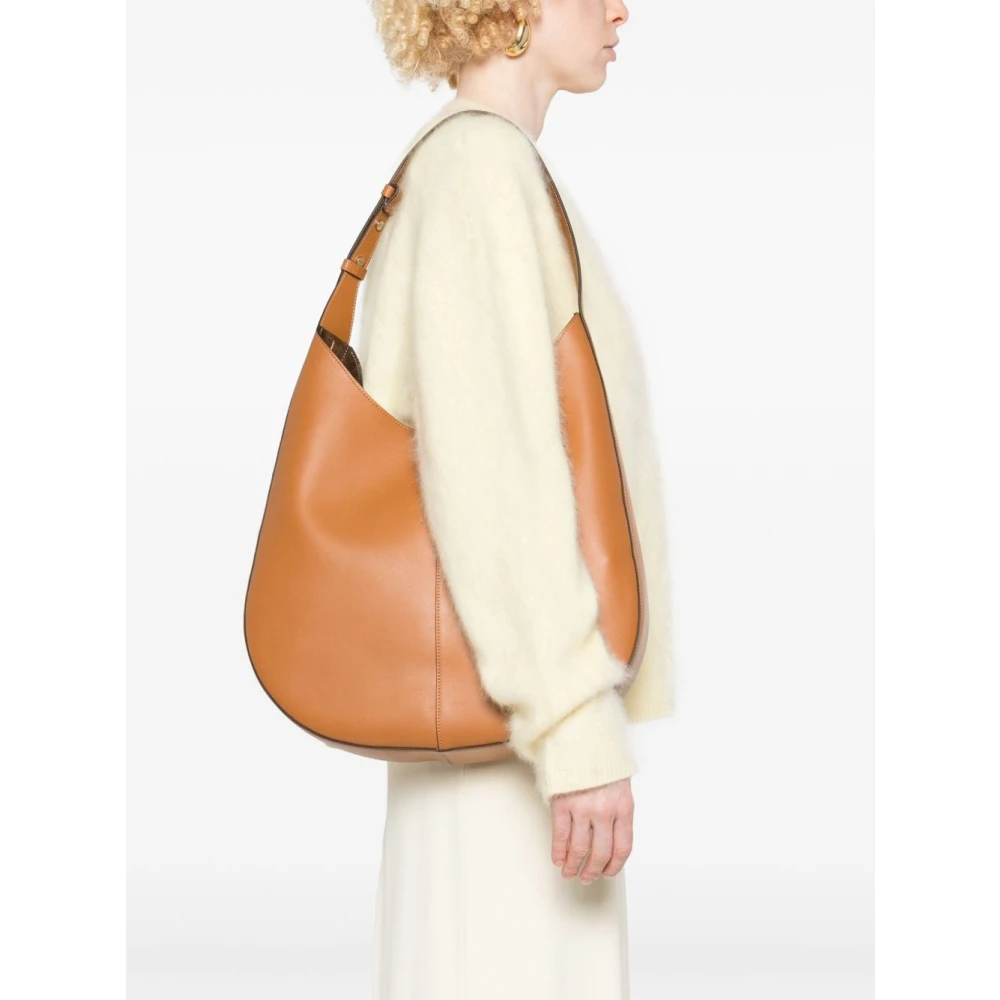 TOD'S Bruin Leren Schoudertas met Afneembare Pouch Brown Dames