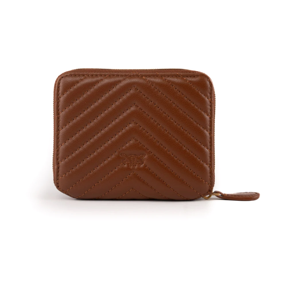 pinko Bruin Leren Portemonnee Love Birds Brown Dames
