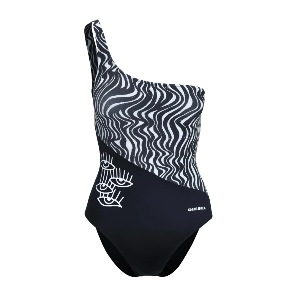 Zebra Print One-Shoulder Swimsuit