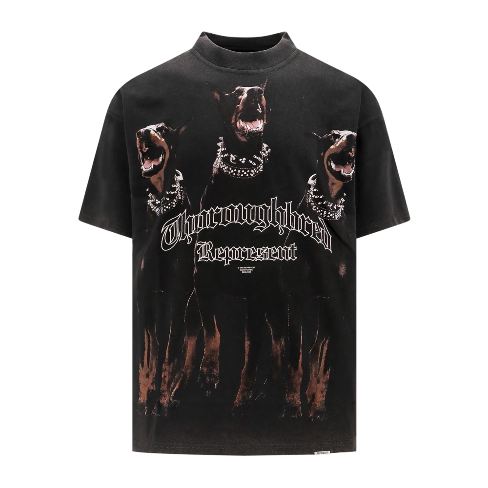 Represent Thoroughbred Print Katoenen T-shirt met Ronde Hals Black Heren