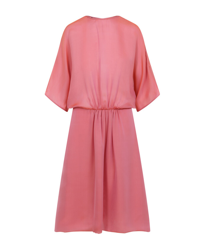 robe-midi-soie-rose-orange-mousseline