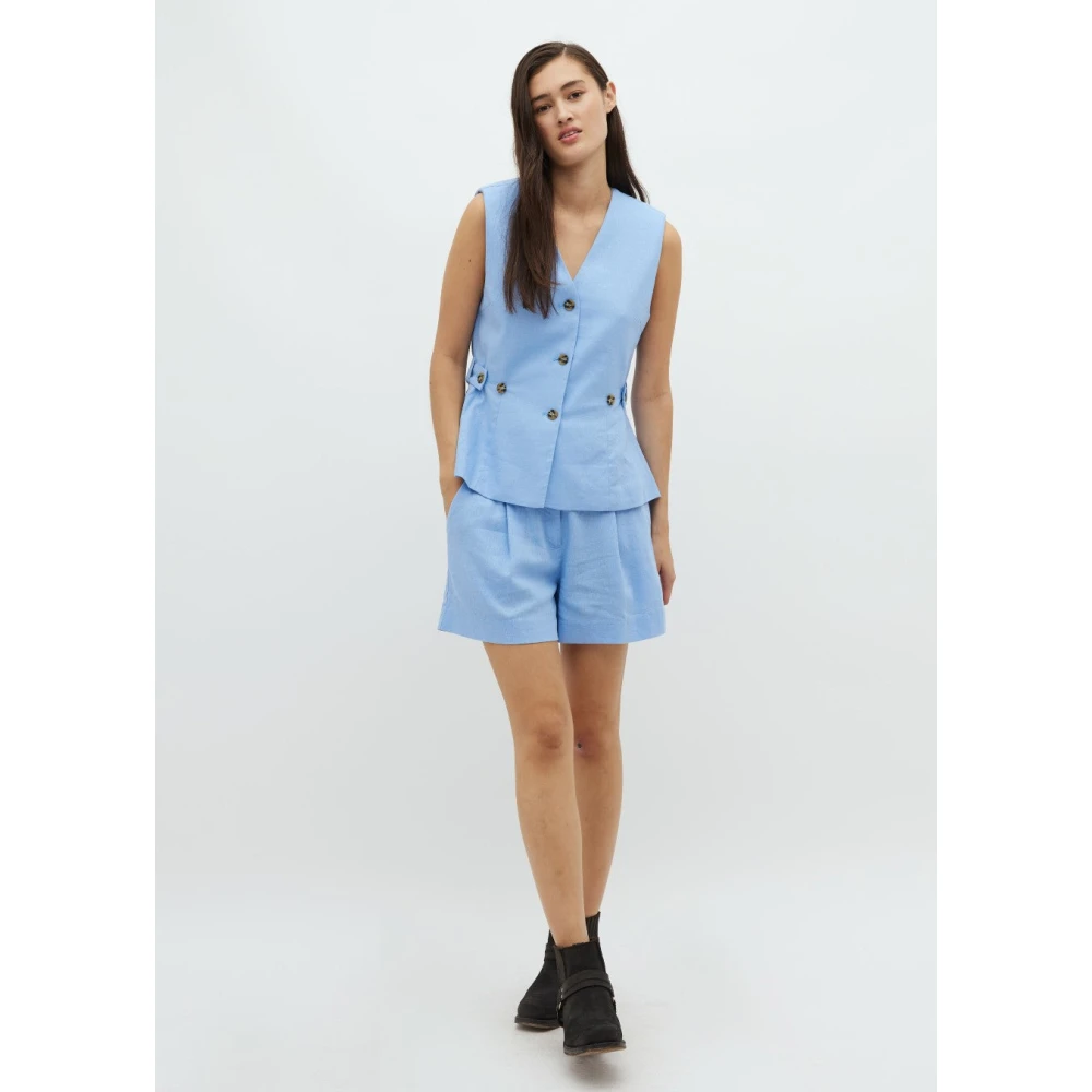 MbyM Blauw Linnen Gilet Kalenna Blue Dames